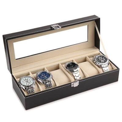 12 watch jewelry display storage holder case grids box gift