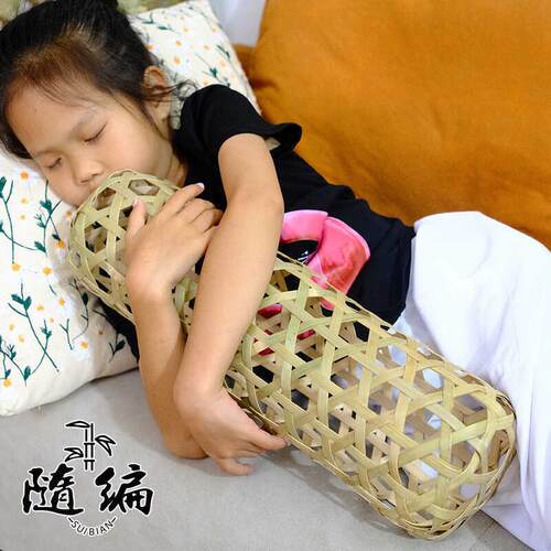 竹竹夫人抱枕夹抱节君竹编枕头膝WDT纯儿手工制作成人童夏日纳凉