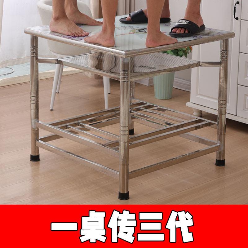 【四层加厚】不锈钢烤火桌子家用折叠桌冬季新款正方形取暖四方桌
