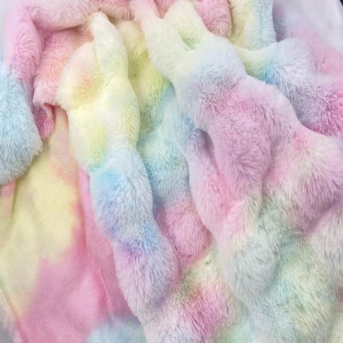 厂家现货供应秋冬家纺面料兔毛泡泡彩色扎染布料抱枕盖毯网红绒布