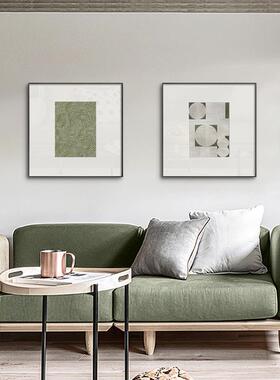 玄关现代墙画简约绿色背景 绿联挂画客厅装饰画多柜餐厅斗默沙发