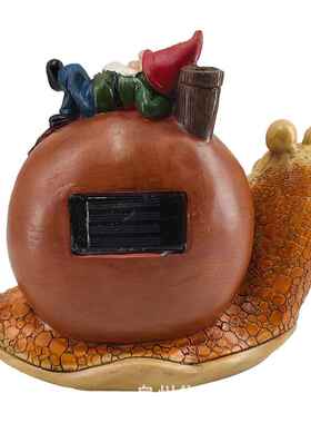 庭院装饰品花园亮灯侏儒精灵雕像太阳能蜗牛树脂工艺品小矮人摆件