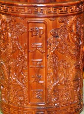 新奇特肥城桃木笔筒福临制品FLX-8029御天五龙古典风格