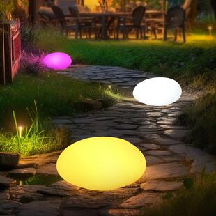 太阳能发光鹅卵石草坪庭院灯地插充电接电石头别墅装饰LED草地灯