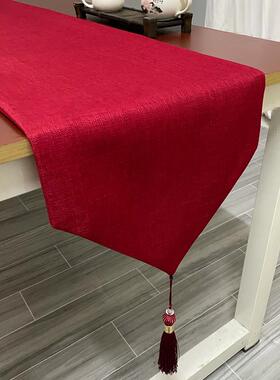 红色纯色餐桌旗中式结婚礼喜庆茶桌布茶布茶席电视柜茶几桌布旗布
