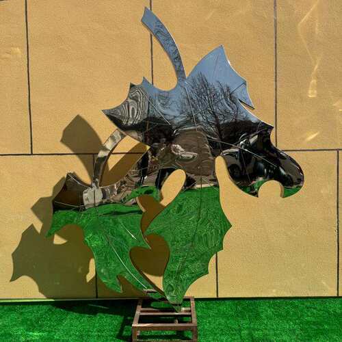 不锈钢镜面树叶雕塑金属铁艺枫叶拉丝园林景观雕塑公园装饰品摆件