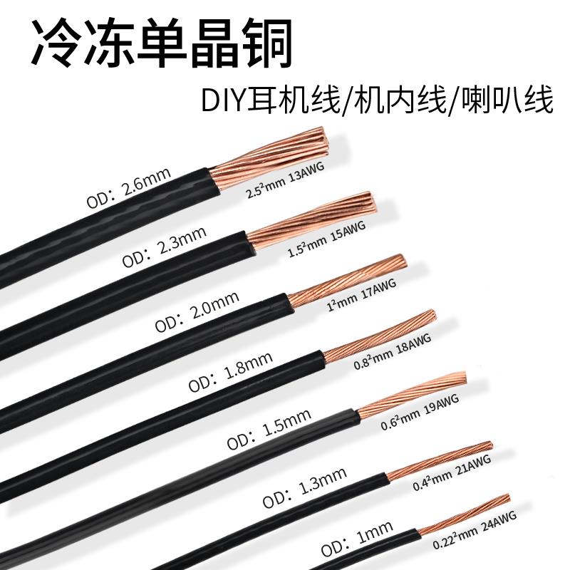 发烧级6N单晶铜单支多股线耳机线机内线hifi讯号线电源线散线