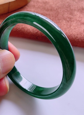 54圈口天然真品翡翠正品 水润气质细腻冰蓝水满色正圈手镯35.52g