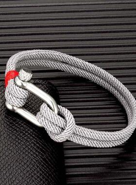 MKENDN Men Black Stainless Steel U shape Survival Bracelet O