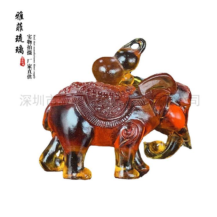 古法脱蜡烧制琉璃福禄吉象琉璃大象摆件招财工艺品