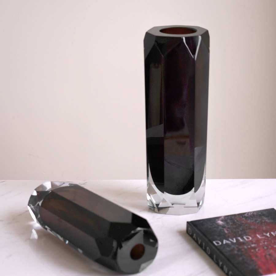 轻奢极简创意渐变水晶玻璃花瓶摆件样板间酒店玄关桌面深色花器,家居饰品,花瓶,淘宝优惠券,粉丝福利购,淘宝优惠卷