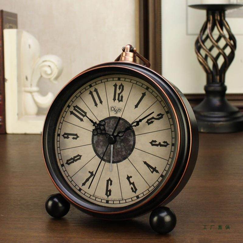 座钟复古美式客厅桌面时钟台式家用钟表摆件艺术摆钟卧室床头闹钟