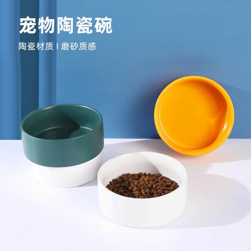 现货特价简约风宠物陶瓷碗小号混色13CM 猫碗狗碗食盆宠物碗