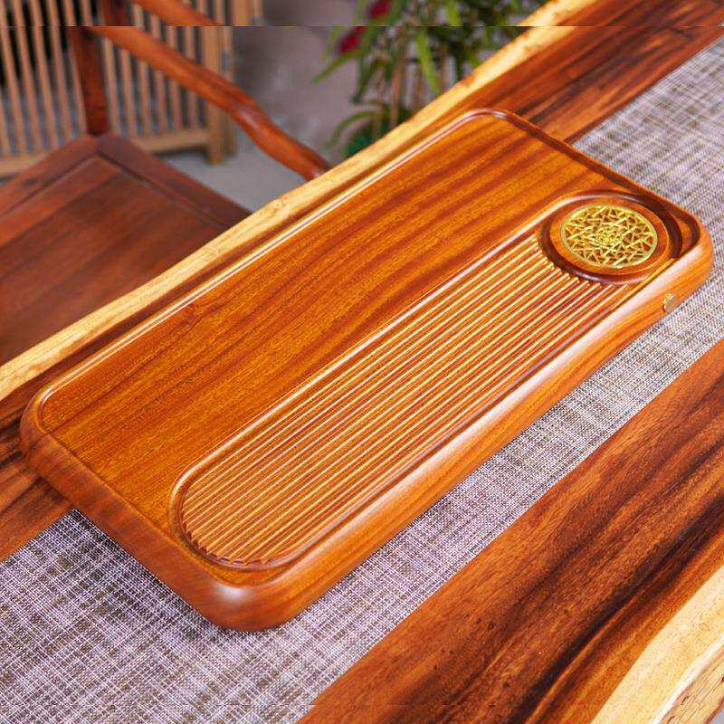 整块花梨实木茶盘25新款家用排水小型干泡茶台办公室茶海功夫电木