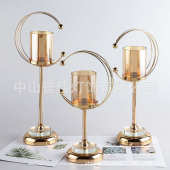 婚庆气氛装 饰客厅奢烛台烛光浪漫金属玻璃晚餐北欧餐厅冰月轻摆件