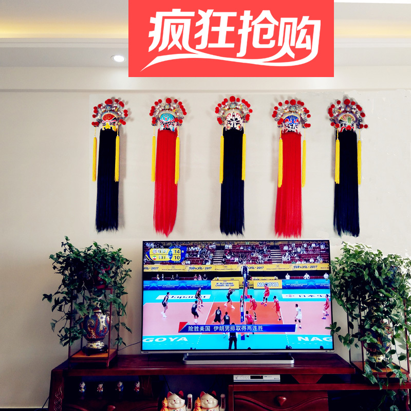 北京京剧面具川剧五路财神校园火锅店酒店装修大挂饰招财脸谱装饰