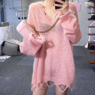 2024马海毛套头宽松韩版新款百搭长袖可爱甜美薄款慵懒网红毛衣女