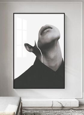 现代黑白抽象人物客厅装饰画办公室工作室艺术挂画书房样板房壁画