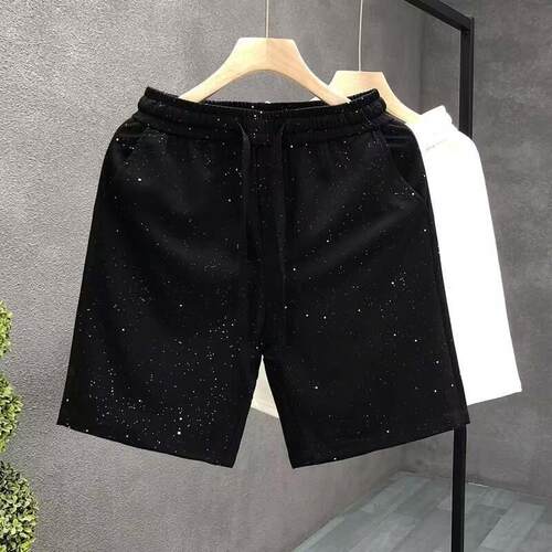 Men's Lightweight Fitted Casual Knit Shorts with Sequined