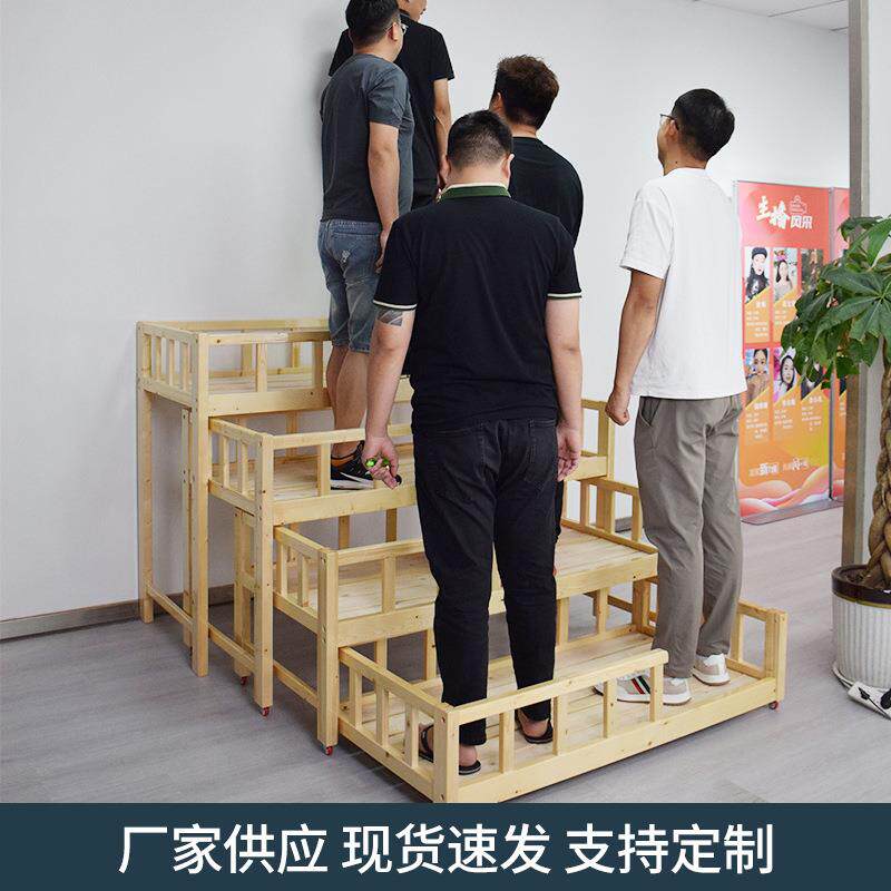 幼儿园专用床实木四层推拉床小学生午托上下铺儿童床抽屉床高低床