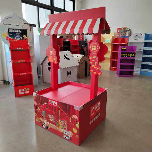 厂家食品纸货架展示盒定 制立式斜面纸展示架零食服装纸地堆批发
