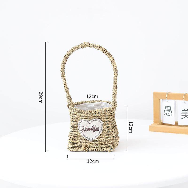 草编花篮藤编竹编创意手工编织插花干花多肉收纳蝴蝶兰长方形花盆,家居饰品,花瓶,淘宝优惠券,粉丝福利购,淘宝优惠卷