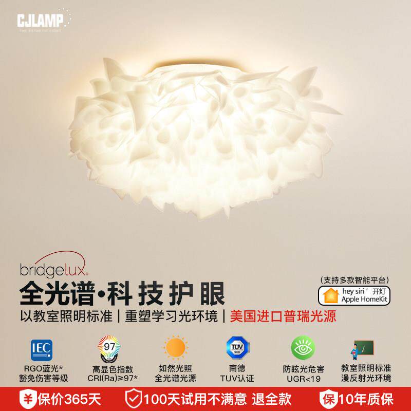 全光谱护眼卧室吊灯温馨浪漫北欧ins少女房间灯饭厅灯花瓣卧室灯