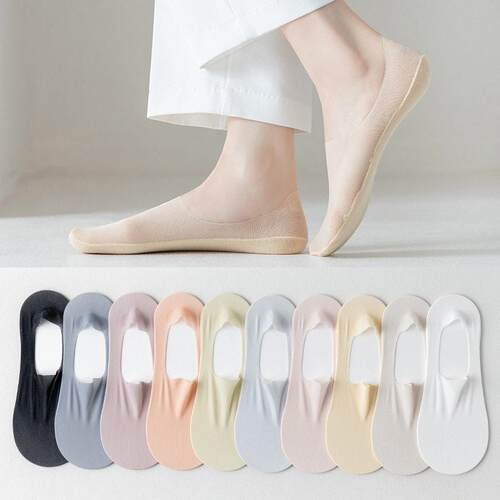 Womens Solid Daily Summer Pairs Sheer Invisible Socks,