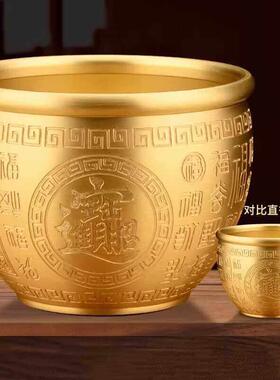百福铜缸黄米缸摆件家居业客厅装聚饰品开 礼ZE-00049铜品特大号