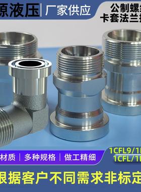 sae法兰过渡液压接头24度锥高压卡套式直角直通接头1CFL9/1DFS9
