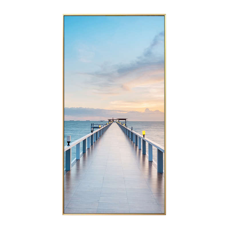 海洋风景进门入户玄关装饰画北欧风格走廊过道尽头墙上挂画带玻璃图片