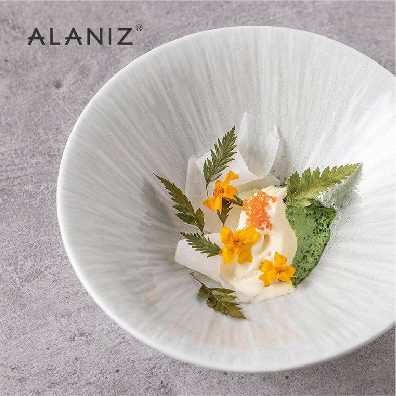 alaniz南兹白兰沙拉碗创意陶瓷碗家用餐碗北欧餐具个性面 面碗斗