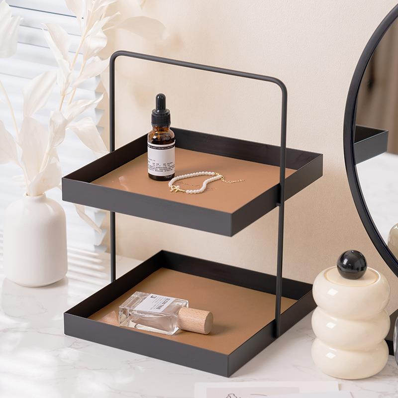 简约铁艺摆件收纳首饰架桌上首饰展示架子化妆品置物架多层收纳架