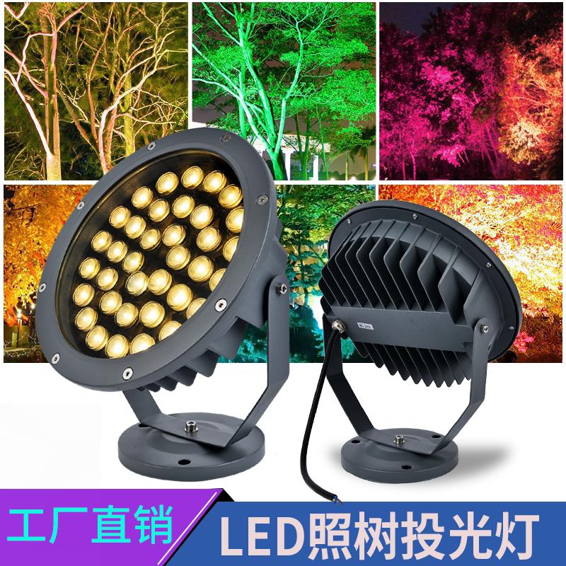 照树灯景观射灯庭院花园插地埋灯七彩射树灯户外防水园林草坪投光