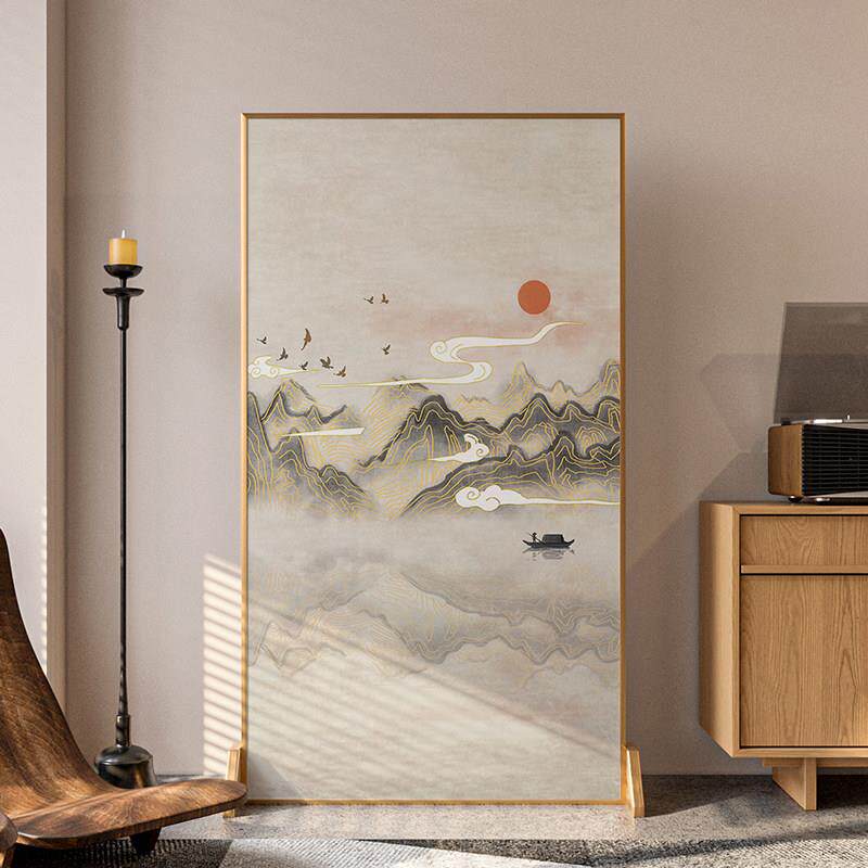 铝合金新中式屏风隔断客厅简约现代办公室遮挡家用轻奢可移动座屏