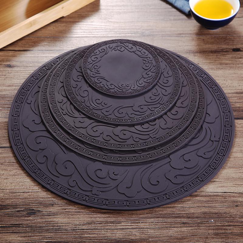 软胶杯垫隔热防刮烟灰缸垫子盘垫茶杯新中式祥云防水碗摆件