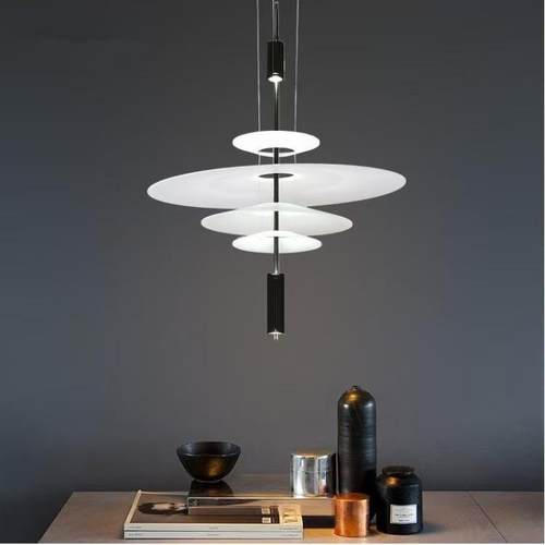 飞餐厅吊灯现代约客厅餐桌书房鸟别墅吧台373亚克力led碟火简烈吊