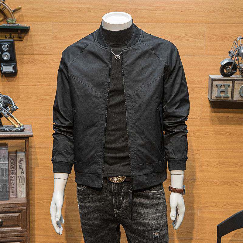棒球服外套男春秋季潮流百搭2025新款休闲简约纯色男士飞行员夹克