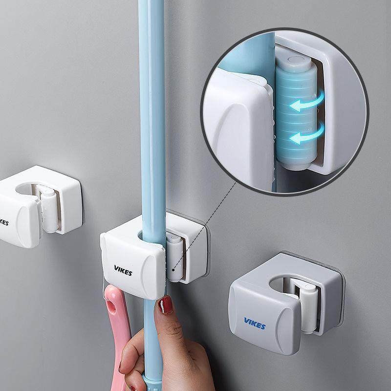 家用拖把夹免打孔壁挂式卫生间拖地布收纳架子固定夹扫把挂钩粘钩