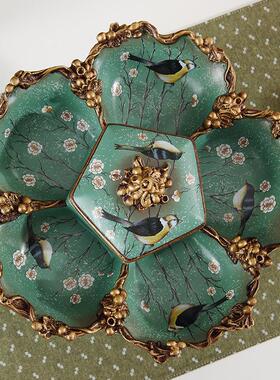 美式干几果盘家欧式客厅茶摆KDG件装饰品用带创意分格盖糖果盘