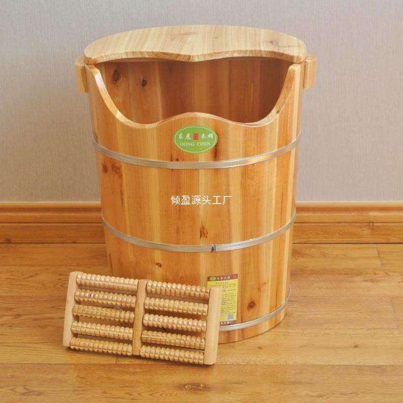 木质高45cm泡脚桶木桶洗脚桶杉木足浴桶足疗木桶足浴盆实木高深桶