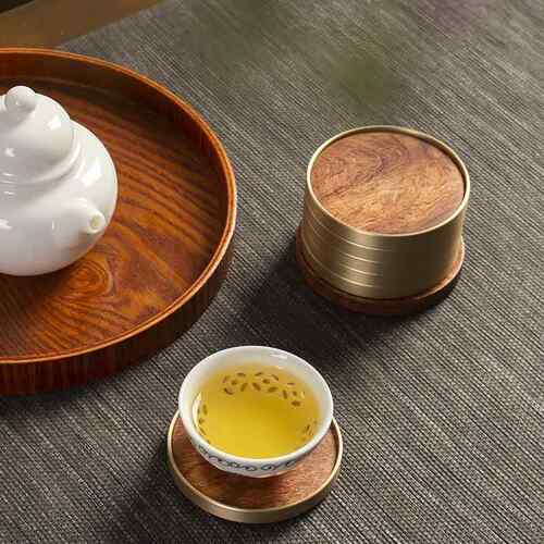 淘瓷八实木垫杯铜垫家用夫茶隔热套功装简约圆形茶托木茶22艺组合