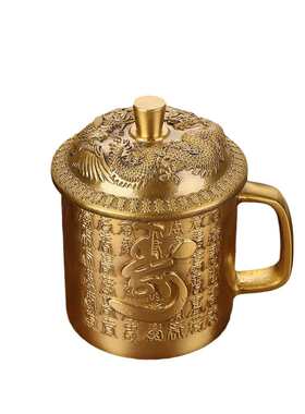 摆件茶缸 铜批发工艺品茶杯铜厂家 福寿福茶缸百