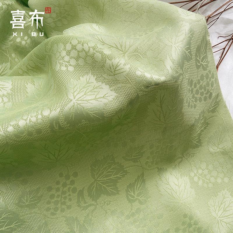 缠枝葡萄传统纹样汉服花罗纱罗传统宋服装团扇手面料旗袍礼服布料