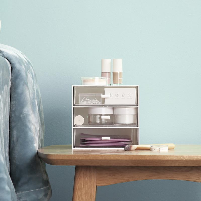 桌面抽屉式收纳盒办公室化妆品储物柜子小箱书桌上学生宿舍置物架