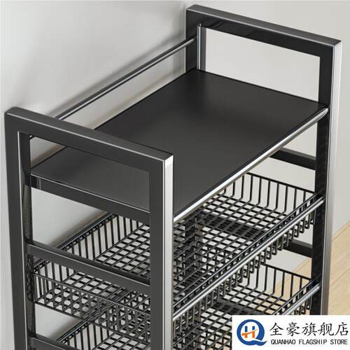 厨房菜篮子置物架落地多层移动家用果蔬收纳多功能烤箱微波炉锅架