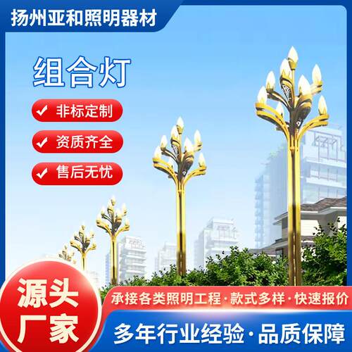 高速路口中华玉兰灯12米高杆照明多叉九火国道路灯枢纽亮化工程