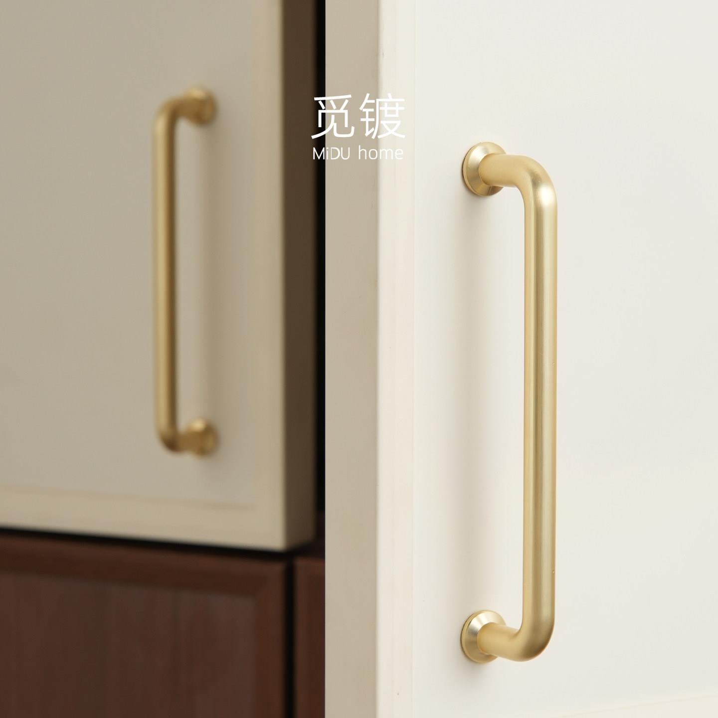 法式极简金色拉手包豪斯衣柜整体橱柜抽屉简约美式轻奢中古风柜门