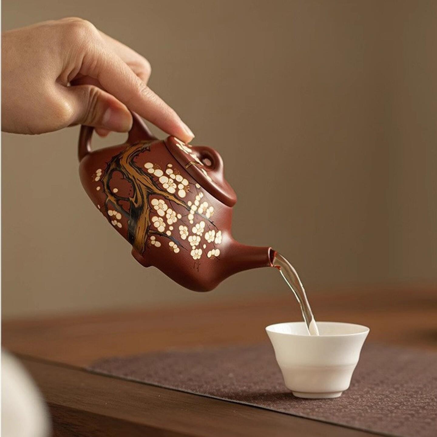 宜兴紫砂壶梅花石瓢壶纯手工家用高端功夫泡茶壶紫砂茶具高颜值