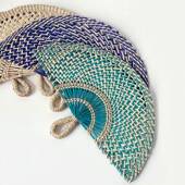 批海草编北欧手工编织装 饰民宿墙壁挂客厅玄关背景家用壁扇子挂件